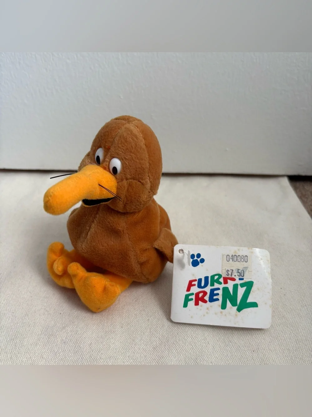 Furry Frenz Kiwi Plush Stuffed Animal Brown Orange Vintage New Zealand
